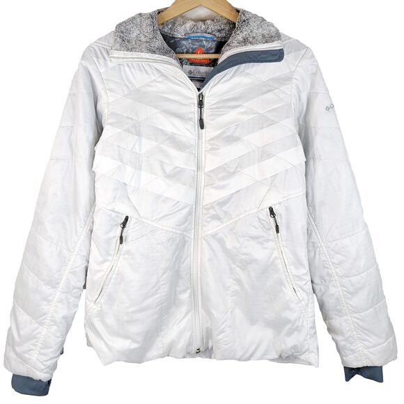 Columbia Kaleidaslope II White Jacket Coat Omni-Heat Interchange Fur Women's S - Picture 1 of 11